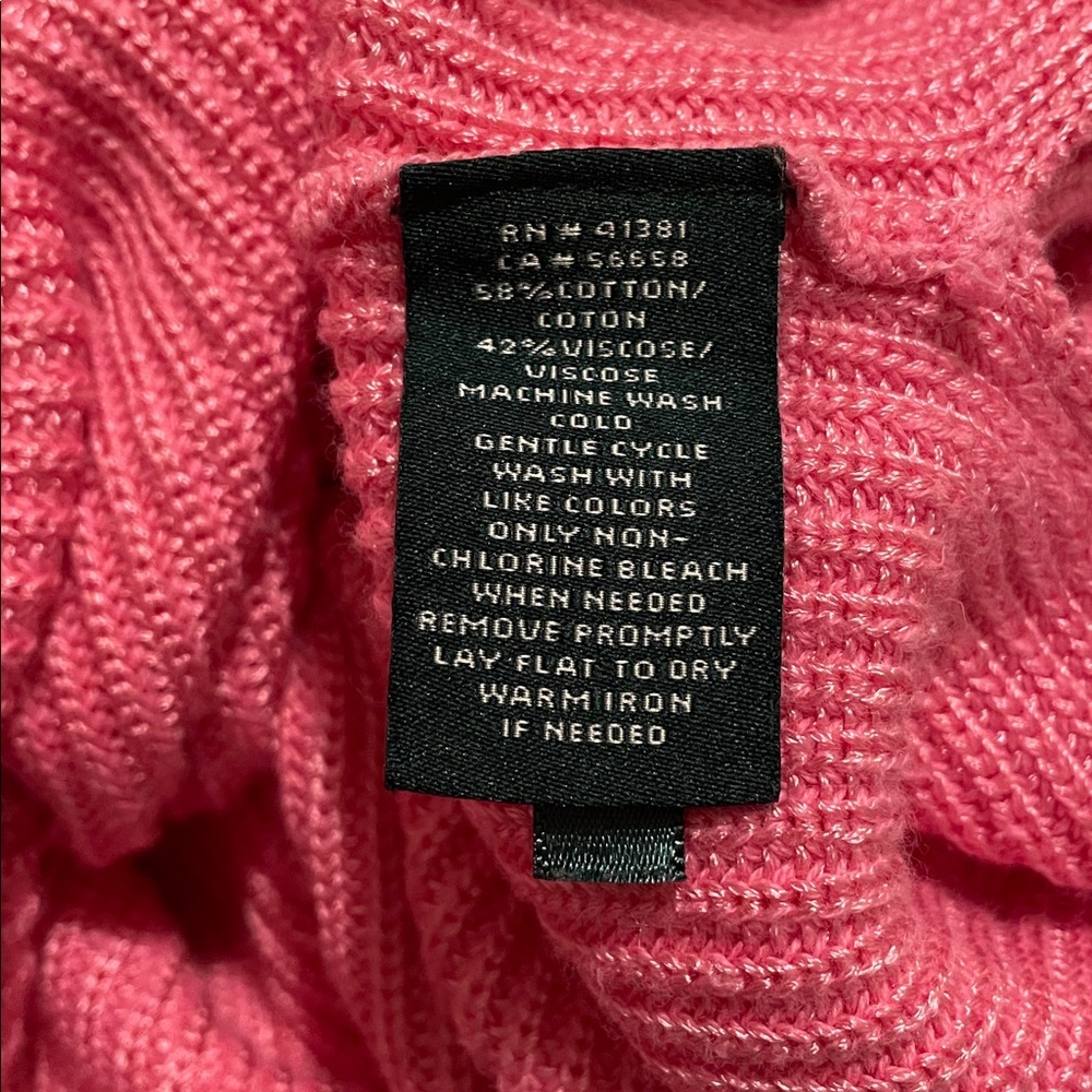 Lauren Ralph Lauren Boatneck Vibrant Pink Knit Sweater Women Size PM Preppy Cozy - Picture 8 of 8